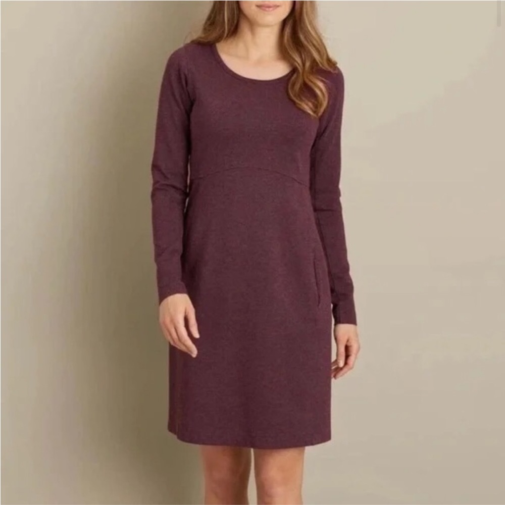 Duluth Trading Co Women’s Wherewithall Ponte Burgundy Knit Dress Size Medium